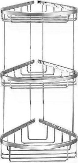 Sanco Α3-010 010-A03 Colțar Montat pe perete Raft Baie Inox cu 3 Rafturi 26.5x21x51cm Argintie
