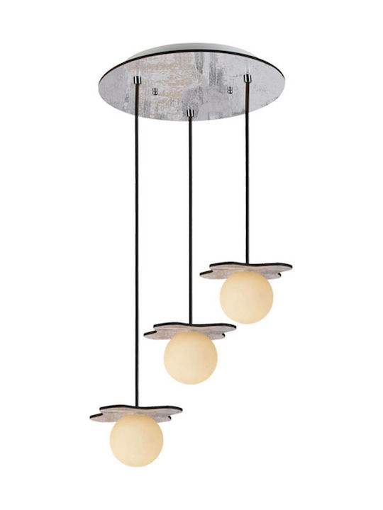 Aca Pendant Light Three-Light Ball for Socket G9 Gray