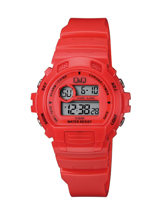 Q&Q Digital Uhr mit Rot Kautschukarmband M153J004