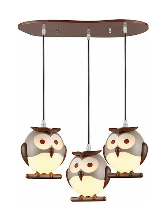 Aca Multi Bulbs Kids Lighting Pendant of Plastic 13W with Drive Size E14 In Beige Colour 49cm