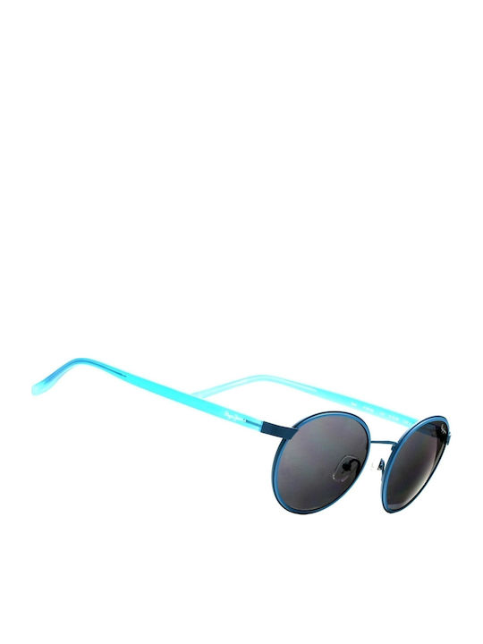 Pepe Jeans Men's Sunglasses with Turquoise Acetate Frame and Gray Mirrored Lenses PJ5122 C3