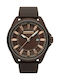 Police Checkmate Watch Battery with Brown Leather Strap