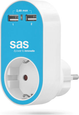 SAS Charger Without Cable with 2 USB-A Ports Blue (Go Multi)