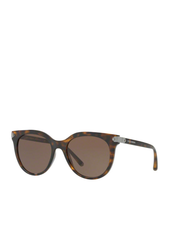 Dolce & Gabbana Women's Sunglasses with Brown Tartaruga Plastic Frame and Brown Lens DG6117 502/73