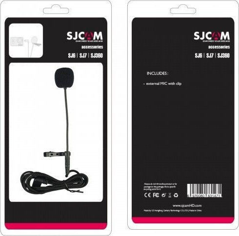 SJCAM External Microphone B Микрофон Изскачащо меню за Мобилен в Черен Цвят