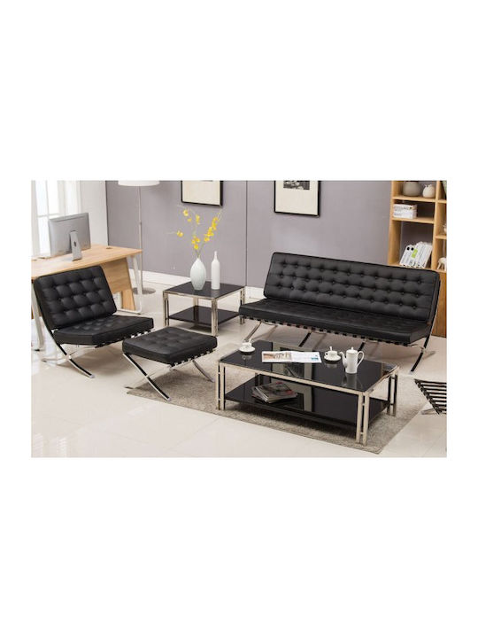 Barcelona Armchair from Leatherette Black 75x83...