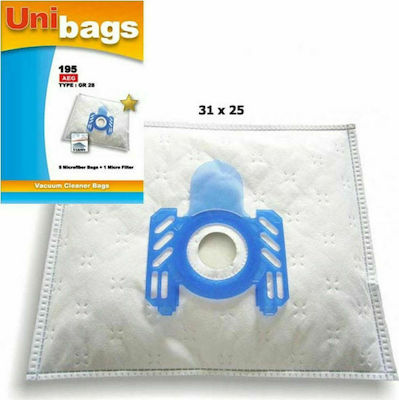 Unibags 195 Σακούλες Σκούπας 5τμχ Συμβατή με Σκούπα AEG / Electrolux / Singer