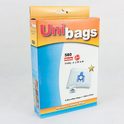 Unibags 580D Vacuum Cleaner Bags 5pcs Compatible with Miele Vacuum Cleaners