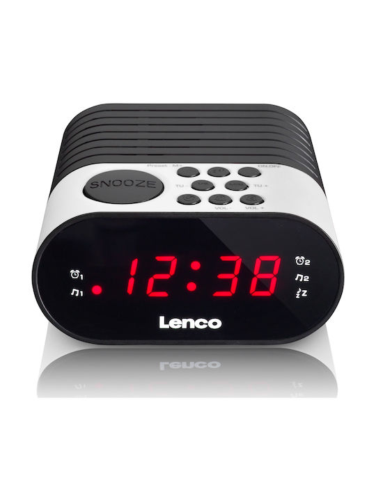 Lenco Tabletop Digital Clock with Alarm & Radio White CR-07