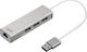 Digitus USB 3.0 Hub 3 Porturi cu conexiune USB-A / Ethernet Argintiu