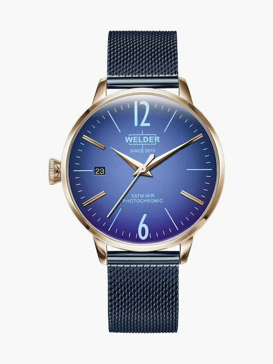 Welder Women's Watch Chronograph with Blue Metal Bracelet