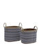 Inart Set of Decorative Baskets Straw with Handles Blue 2pcs