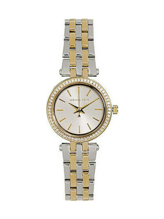 Michael Kors Mini Darci Γυναικείο Ρολόι 28mm Μπαταρίας με Μεταλλικό Μπρασελέ Ασημί/Χρυσό