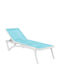 Deckchair Plastic Pacific with Textilene Fabric & Wheels Turquoise-White 193x68x35cm.