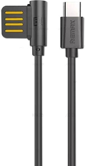 Remax Rayen RC-075a Winkel (90°) / Reguläres USB 2.0 Kabel USB Typ-C männlich - USB-A Schwarz 1m