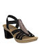 Rieker Leder Damen Sandalen Anatomisch mit Chunky mittlerem Absatz in Schwarz Farbe 66526-00