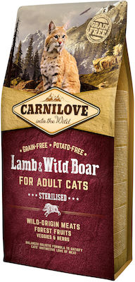 Carnilove Into The Wild Lamb & Wild Boar Hrană Uscată pentru Pisici Adulte Sterilizate cu Miel / Mistreț sălbatic 2kg