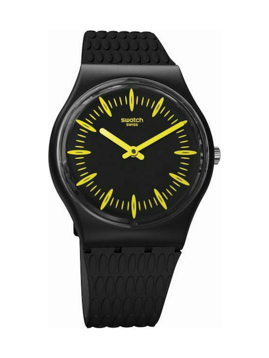 Swatch Giallonero Battery Watch with Rubber Strap Black