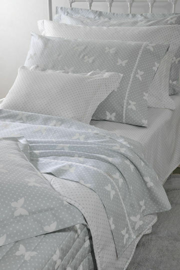 Down Town Home Kinder Kissenbezüge Set Baumwollsatin 52x75cm Light Grey
