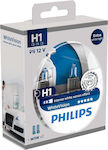 Philips Λάμπες Αυτοκινήτου & Μοτοσυκλέτας WhiteVision H1 Αλογόνου 3700K Φυσικό Λευκό 12V 55W 2τμχ