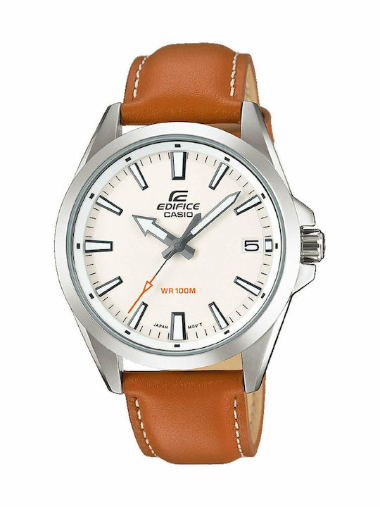 Casio Edifice Ανδρικό Ρολόι 42mm Μπαταρίας με Καφέ Δερμάτινο Λουράκι