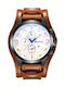 Curren Men's Watch 45mm Chronograph Battery with Leather Strap Brown / White