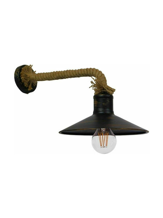 GloboStar Carvia Vintage Wall Lamp with Socket E27 Black Width 27cm