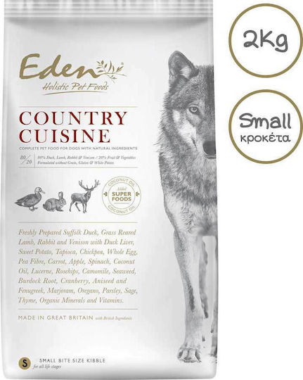 Eden 80/20 Country Cuisine Game With Lamb Μικρή Κροκέτα 2kg Trockenfutter für Hunde kleiner Rassen mit Lamm und Ente