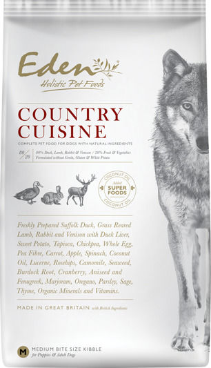 Eden 80/20 Country Cuisine Game With Lamb средна гранула 12кг Суха Храна за Кучета без Зърнени храни с Агнешко, Патица, Елен и Заек