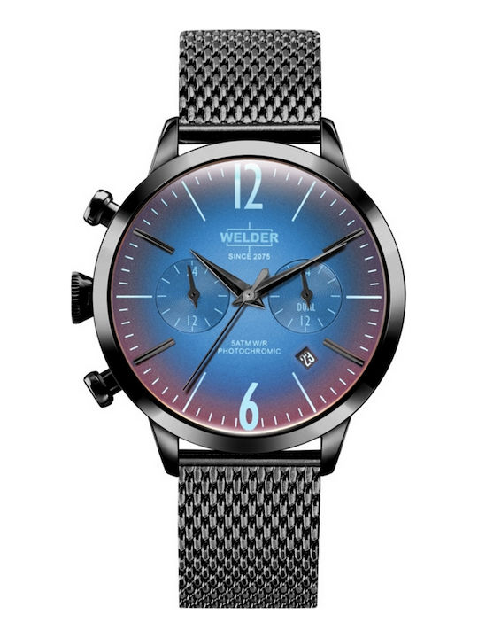 Welder Мъжки Часовник 38mm Хронограф На Батерия с Черна Метална Гривна