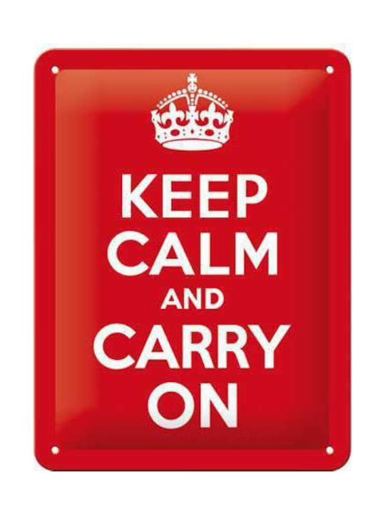 Nostalgic Art Metallic Wall Sign Keep Calm Carry On 15x20cm