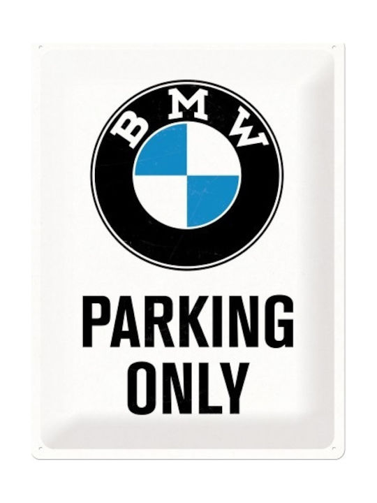 Nostalgic Art Sign Wall Decor made of Metallic Bmw Parking Only White 40cm