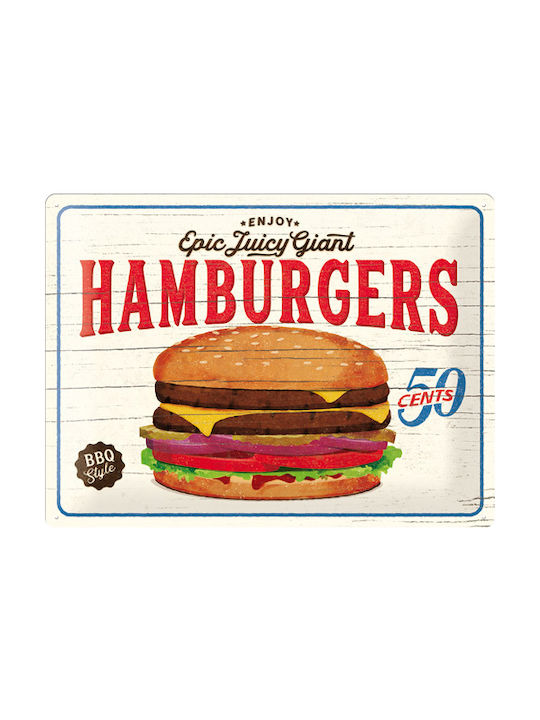 Nostalgic Art Metallic Wall Sign Usa Hamburgers 40x1x15cm