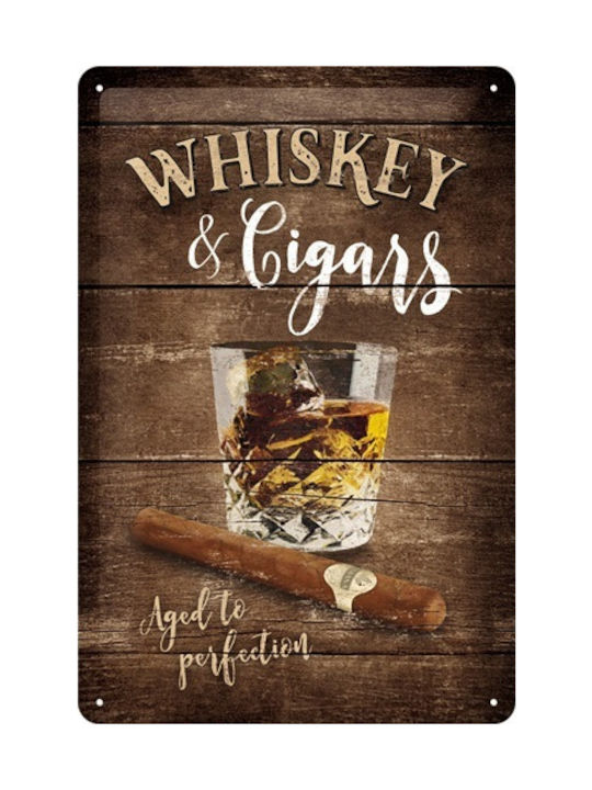 Nostalgic Art Metallic Wall Sign Open Bar Whiskey 20x1x20cm