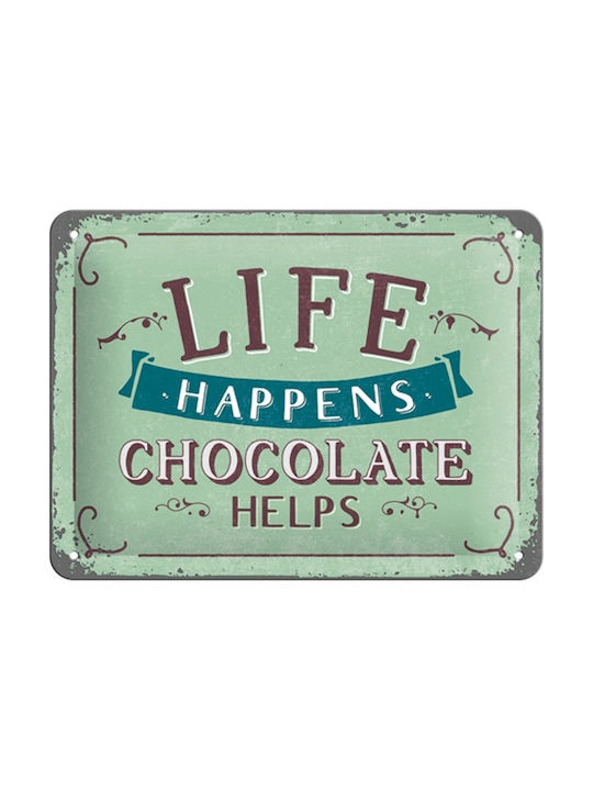 Nostalgic Art 3D Wanddekoration Schild Word Up Life Happen Schokolade Helfen Handgefertigt Grüne aus Metall 20x1x15cm