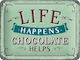 Nostalgic Art Metallic Wall Sign Word Up Life Happens Chocolate Helps 20x1x15cm