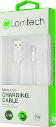 Lamtech LAM440993 Regular USB 2.0 σε micro USB 2m Λευκό