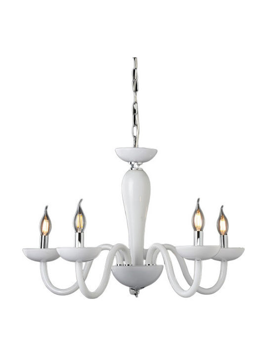 Aca Candelabru 5xE14 Ø69cm cu Lumânări Alb BLK82185PWC