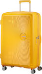 American Tourister Soundbox Spinner 4 Large Travel Suitcase Hard Yellow with 4 Wheels Height 77cm.