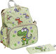 Laken Katuki Green with Insulated Area Dinos Schulranzen Rucksack Kindergarten Grün