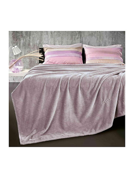 Guy Laroche Rombus Blanket Fleece Single 160x220cm. Lilac