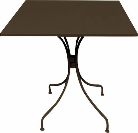 Park Outdoor Dinner Free Standing Metal Table Brown 70x70x71cm