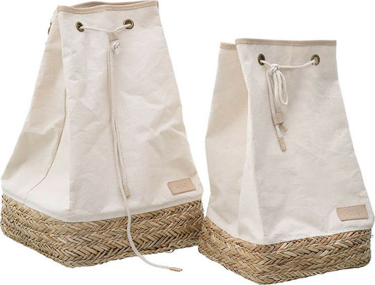 Inart Set of Decorative Baskets Fabric White 2pcs