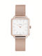 La Garconne Rose Gold Mesh White Womens Watch 28.5mm Battery with Pink Gold Stainless Steel Bracelet