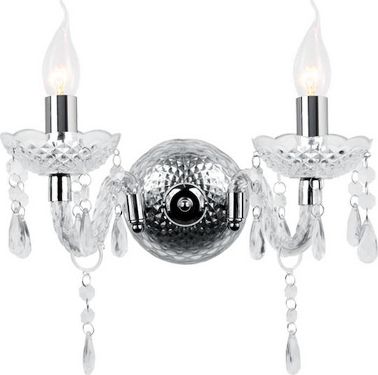 Aca Pegasus Classic Lamp Wall with Socket E14 Silver 38x25x38cm