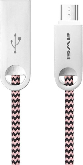 Awei CL-30 Плетена USB 2.0 до микро USB кабел Розов 1м 1бр
