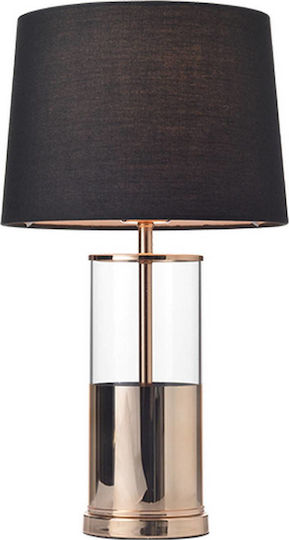 Aca Renouar Glass Table Lamp for Socket E27 with Black Shade and Gold Base