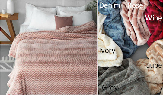 Palamaiki Zig Zag Velvet Blanket Single 160x240cm Ivory