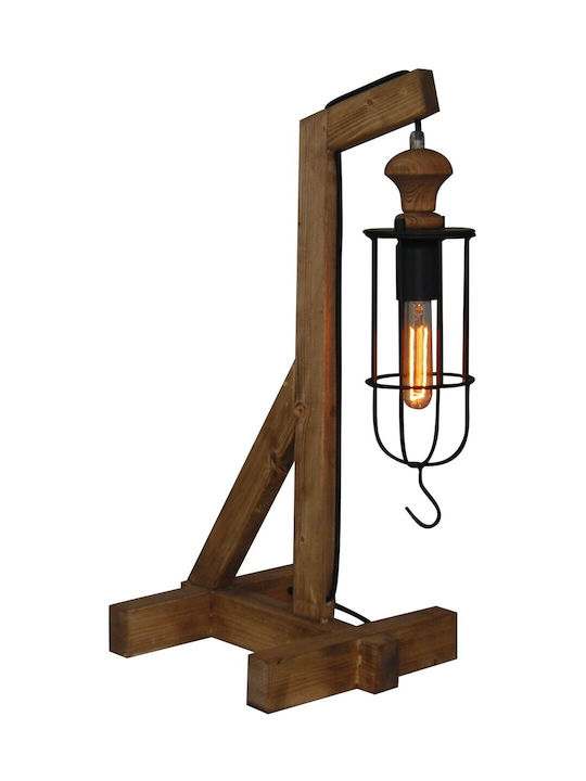 Home Lighting Midas Настолна лампа за Цокъл E27 с Черен Абажур и Кафяв Основа