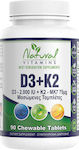 Natural Vitamins D3 + K2 90 μασώμενες ταμπλέτες